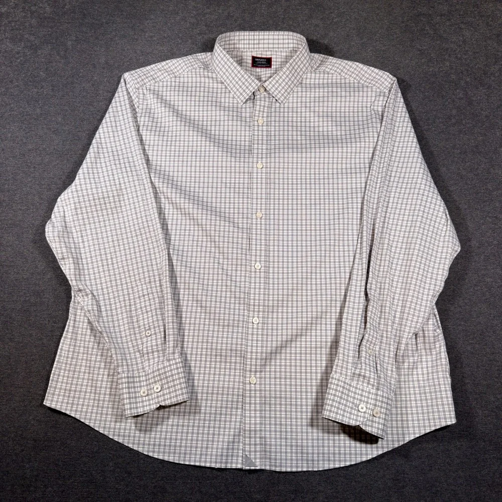 UNTUCKit Button Down Shirt Mens XXXL Gray Plaid Wrinkle Free Performance Regular